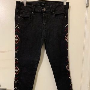 Black embroidered jeans